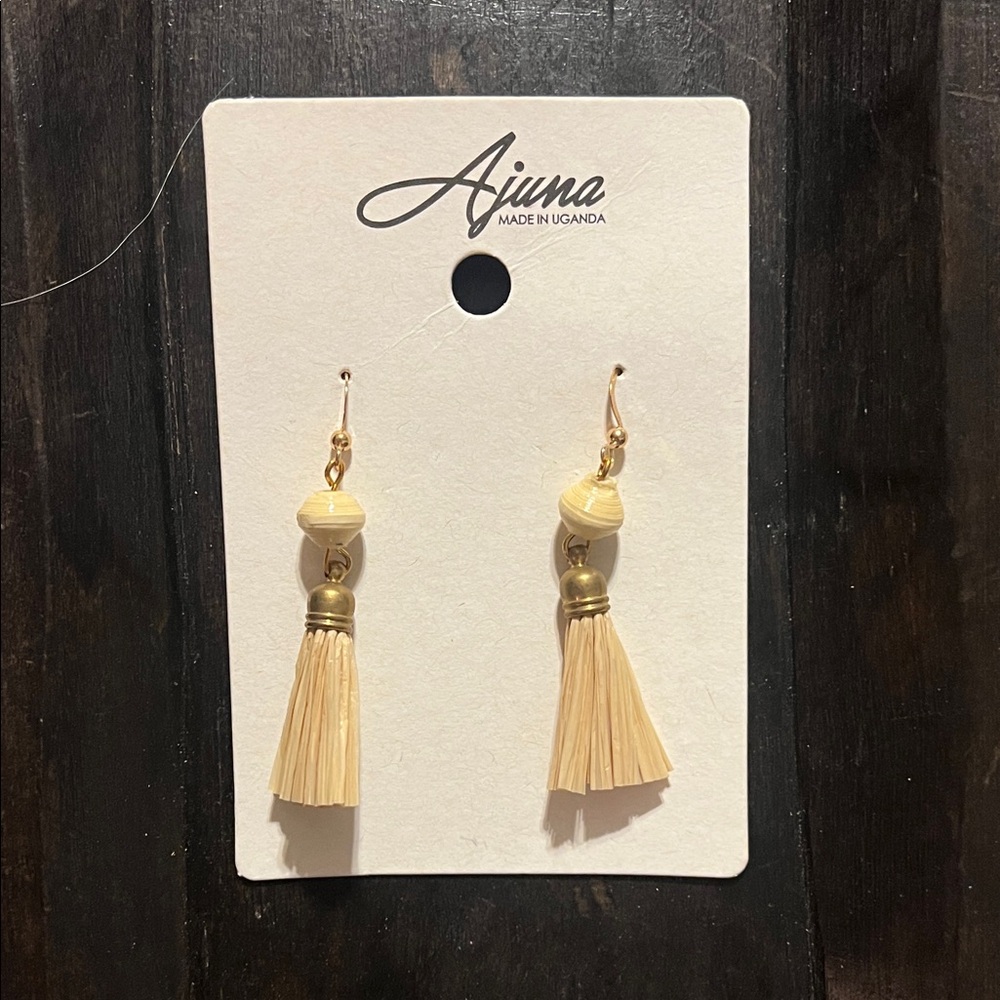 Beige Tassel Drop Earrings - Handmade Women’s Jewelry